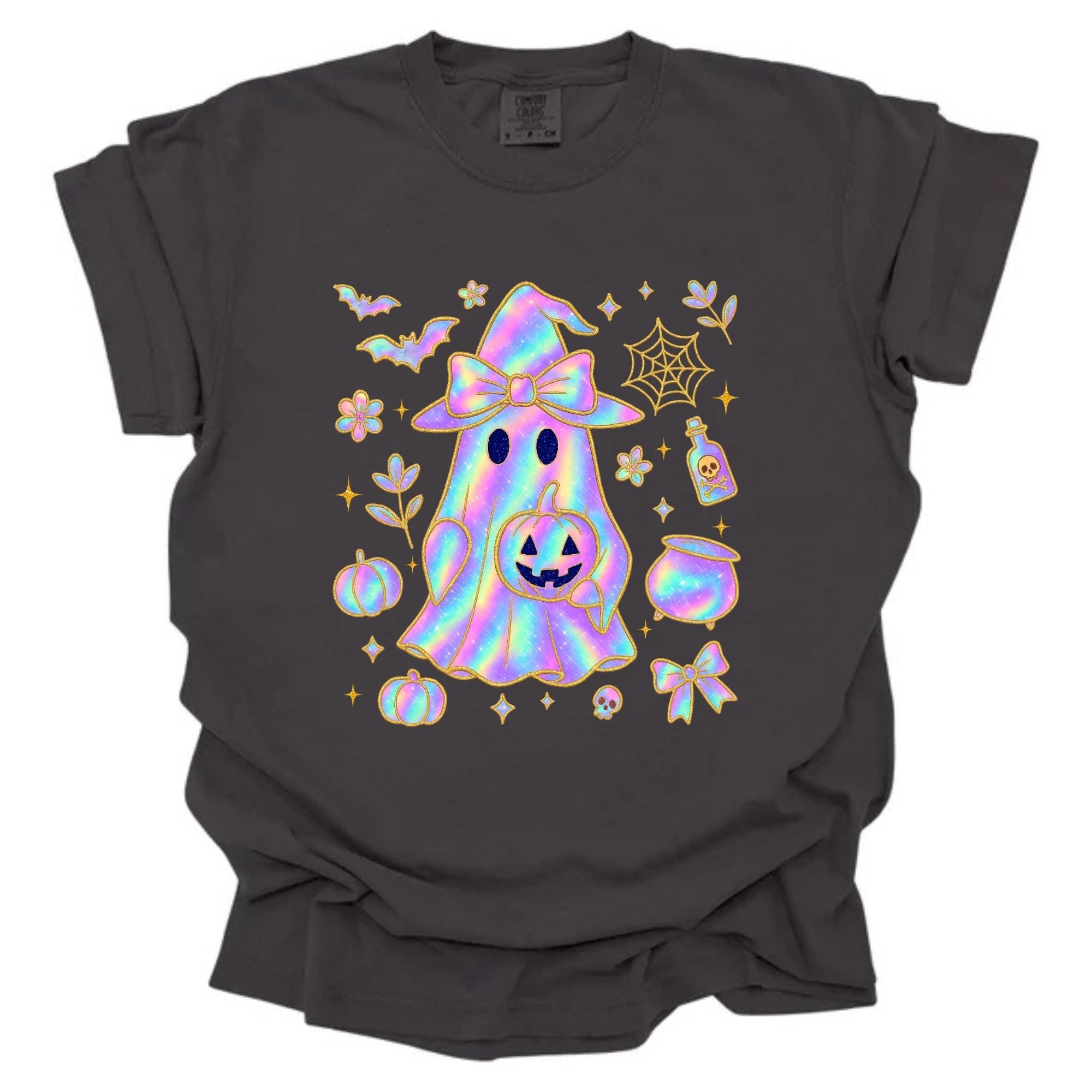 Iridescent Gold Glitter Ghost With Hat