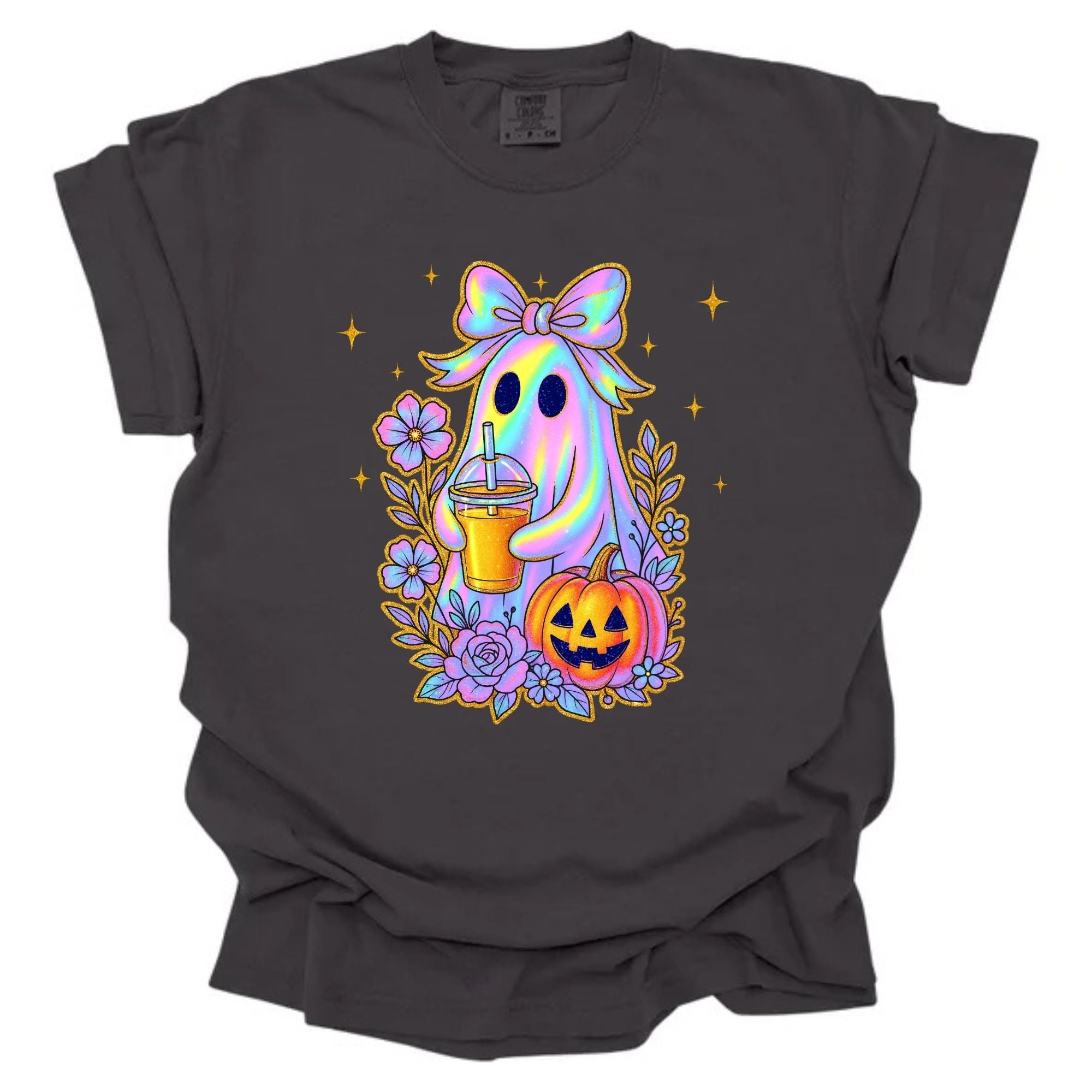 Iridescent Gold Glitter Sippin Ghost