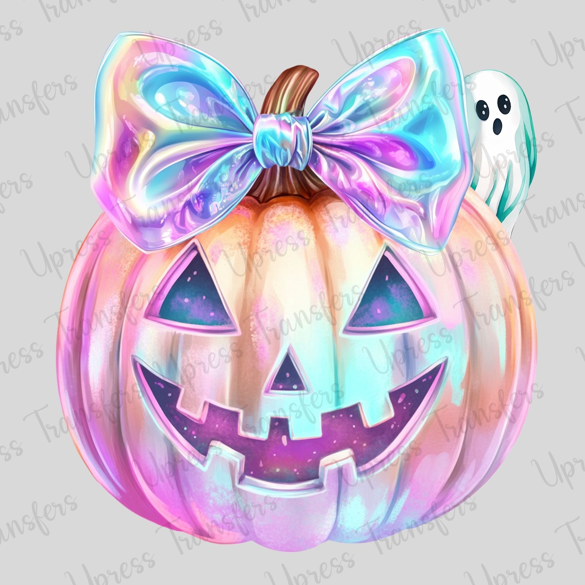 Iridescent Pumpkin with Ghost Friend