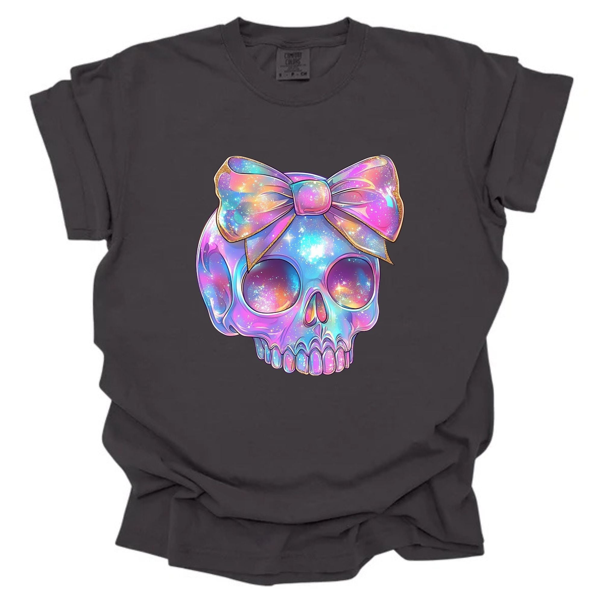 Iridescent Skull Head with Bow