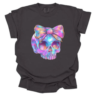 Iridescent Skull Head with Bow