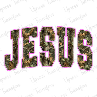 Jesus Camo Pink Outline
