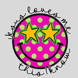 Jesus Loves Big Star Eyes Smiley