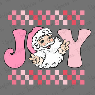 Joy Checkered Pink Santa