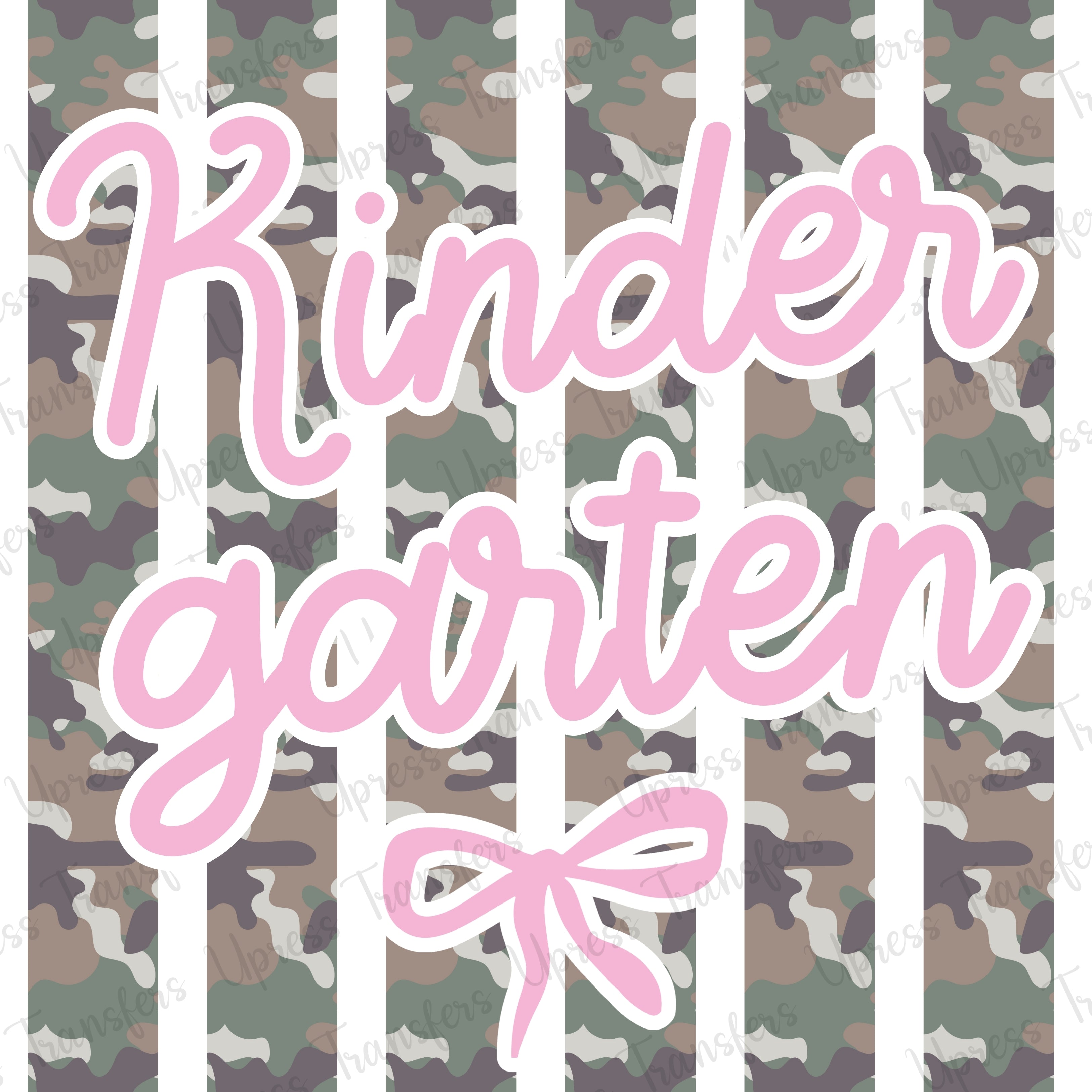 Kindergarten Camo Stripes Bow