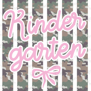 Kindergarten Camo Stripes Bow