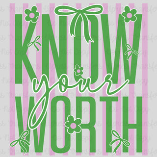 Know Your Worth Green Stripes