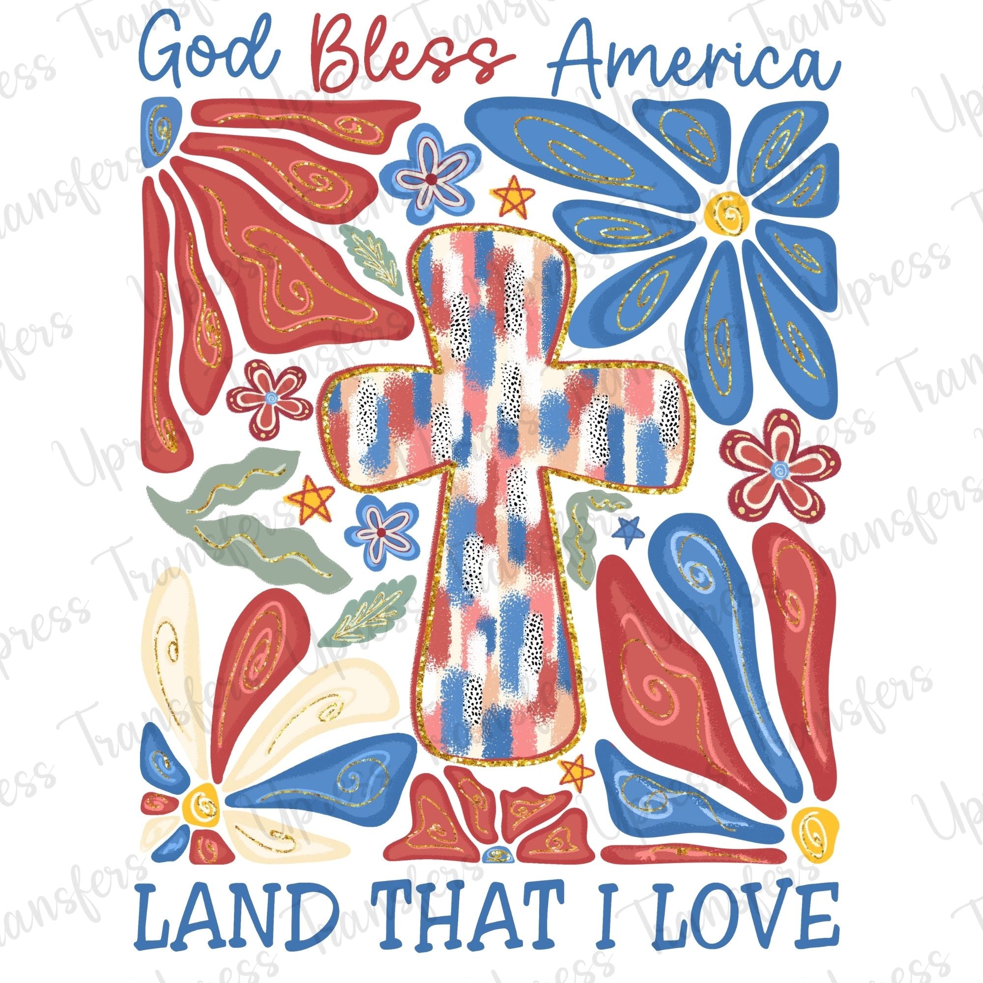Land That I Love Brushstroke Cross
