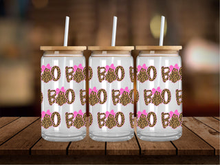 Leopard Boo Pink Outline 16 Oz Wrap