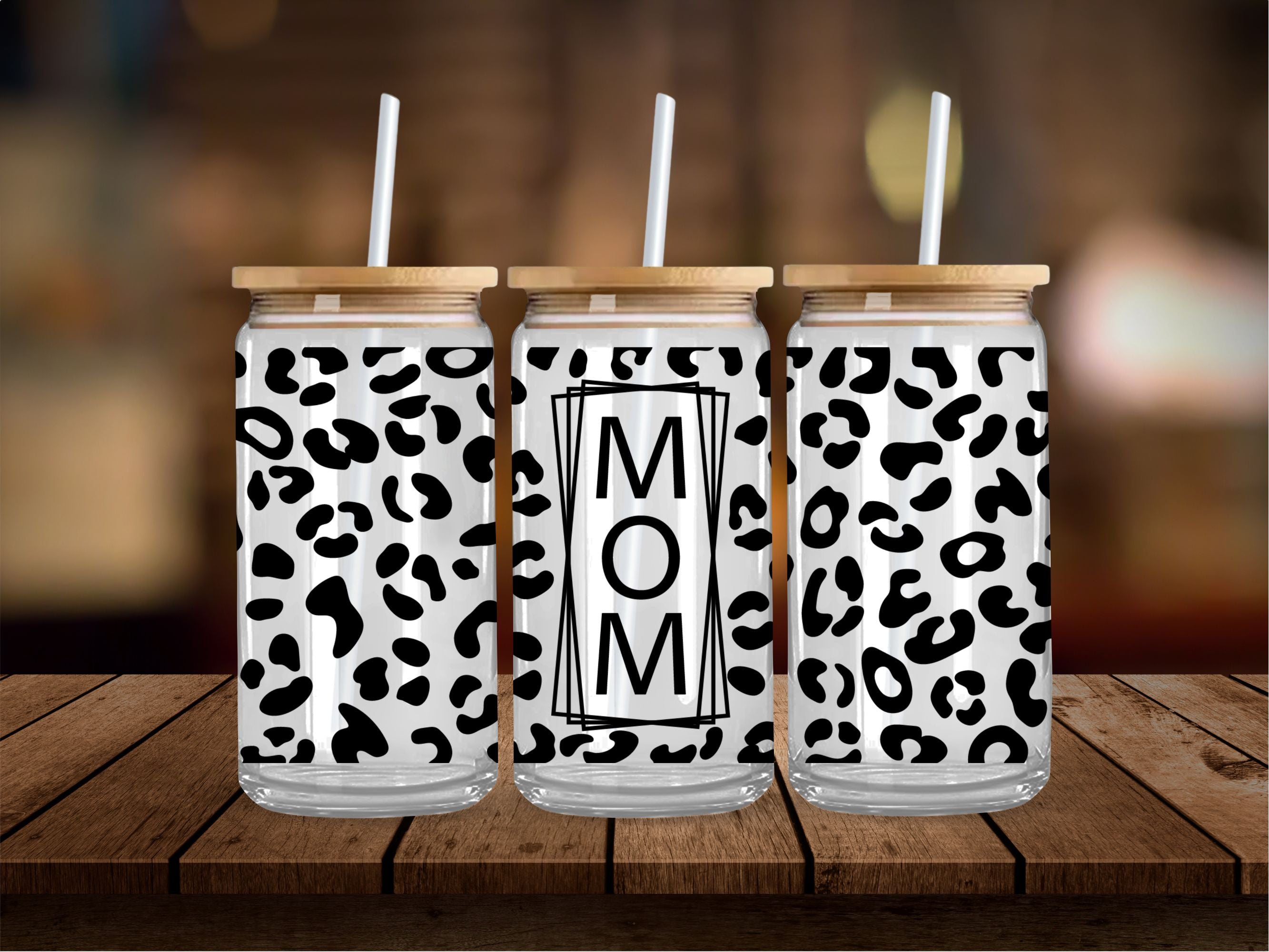 Leopard Mom Stacked 16 Oz Wrap