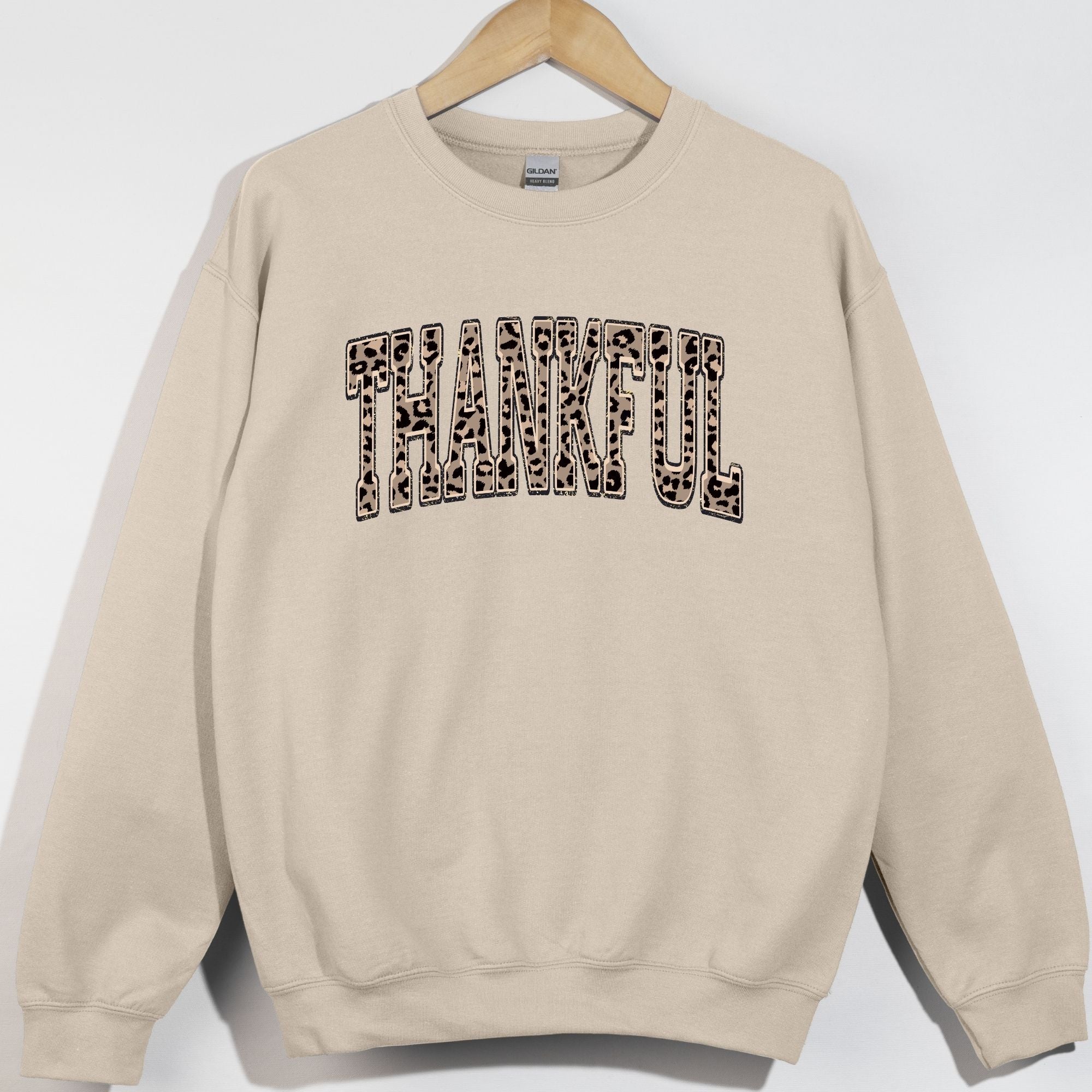 Leopard Print Arched Varisty Thankful