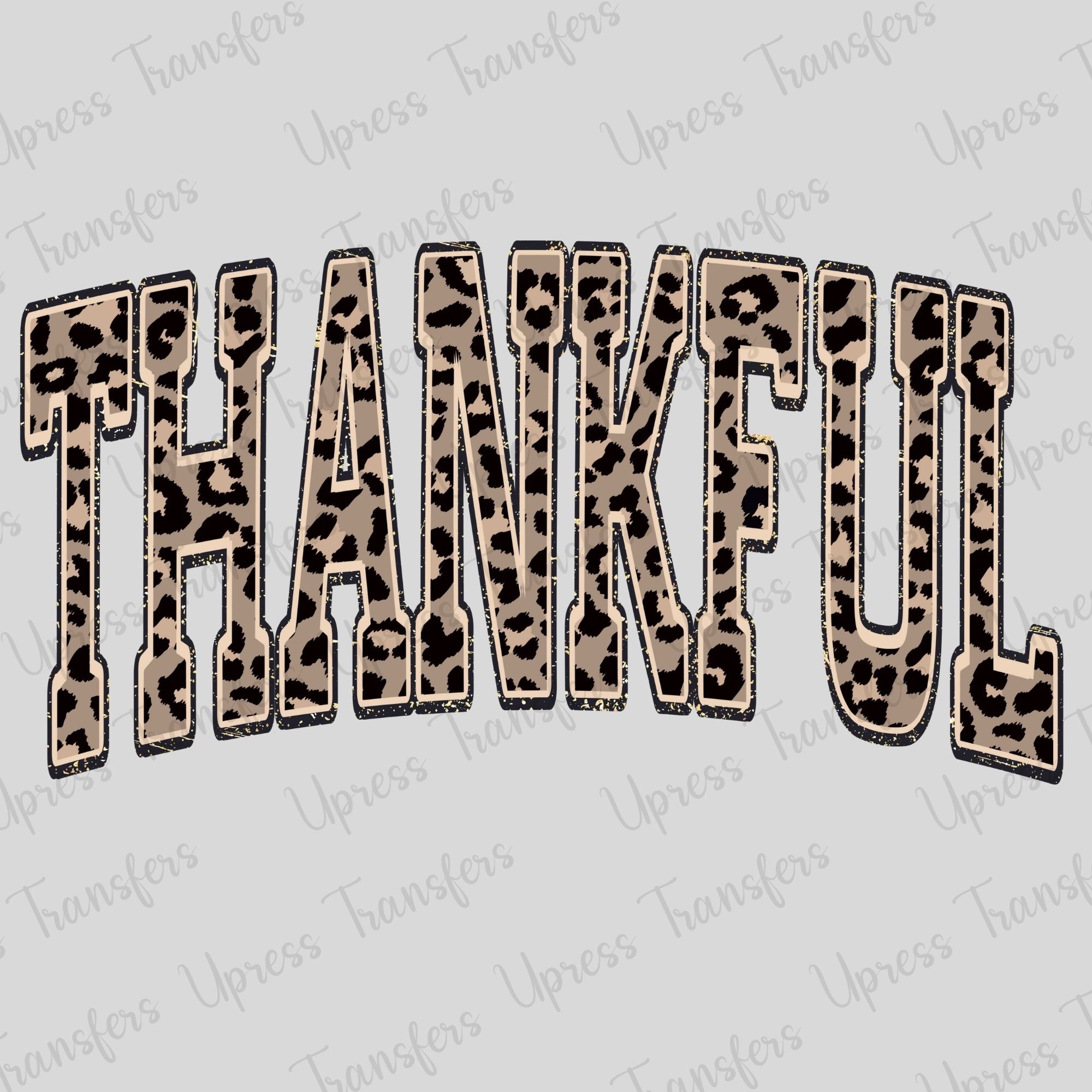 Leopard Print Arched Varisty Thankful