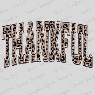 Leopard Print Arched Varisty Thankful