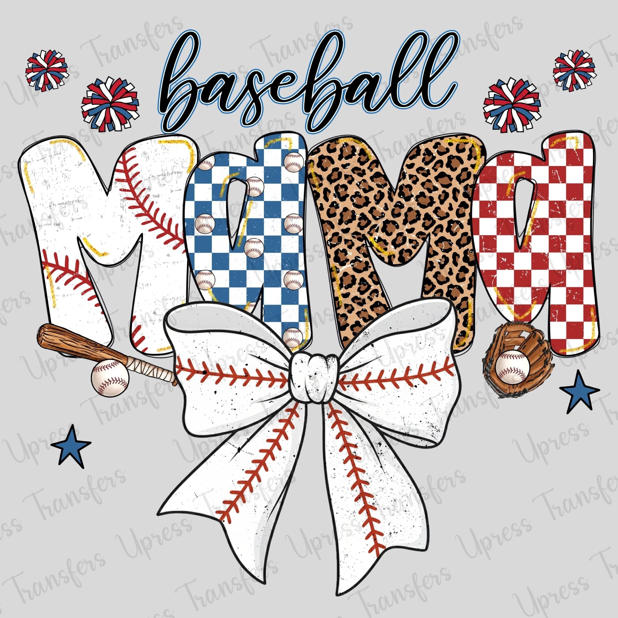 Mama Baseball Contour Ball Bow
