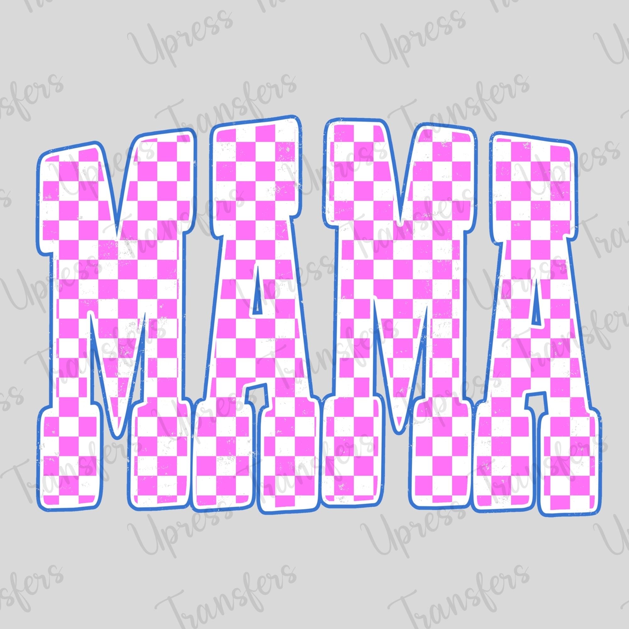 Mama Blue Pink and White Checkered