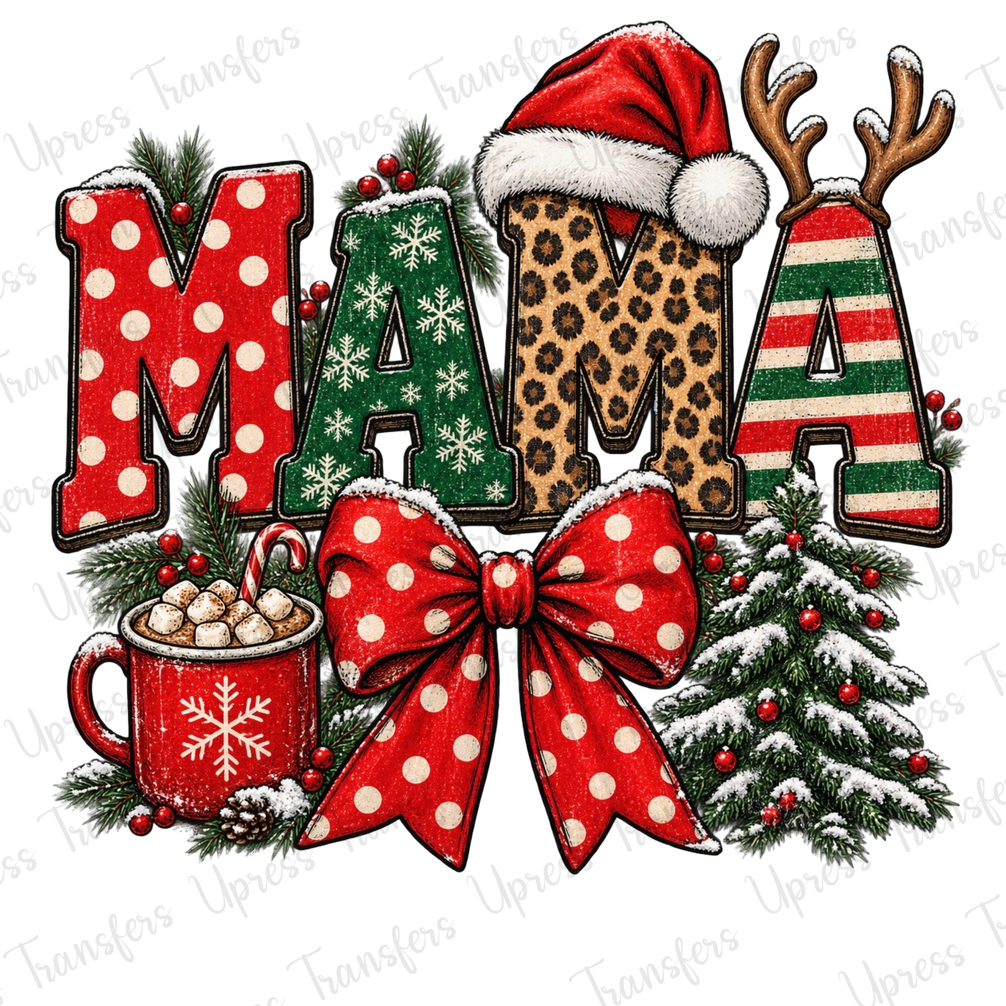 Mama Christmas Red Bow