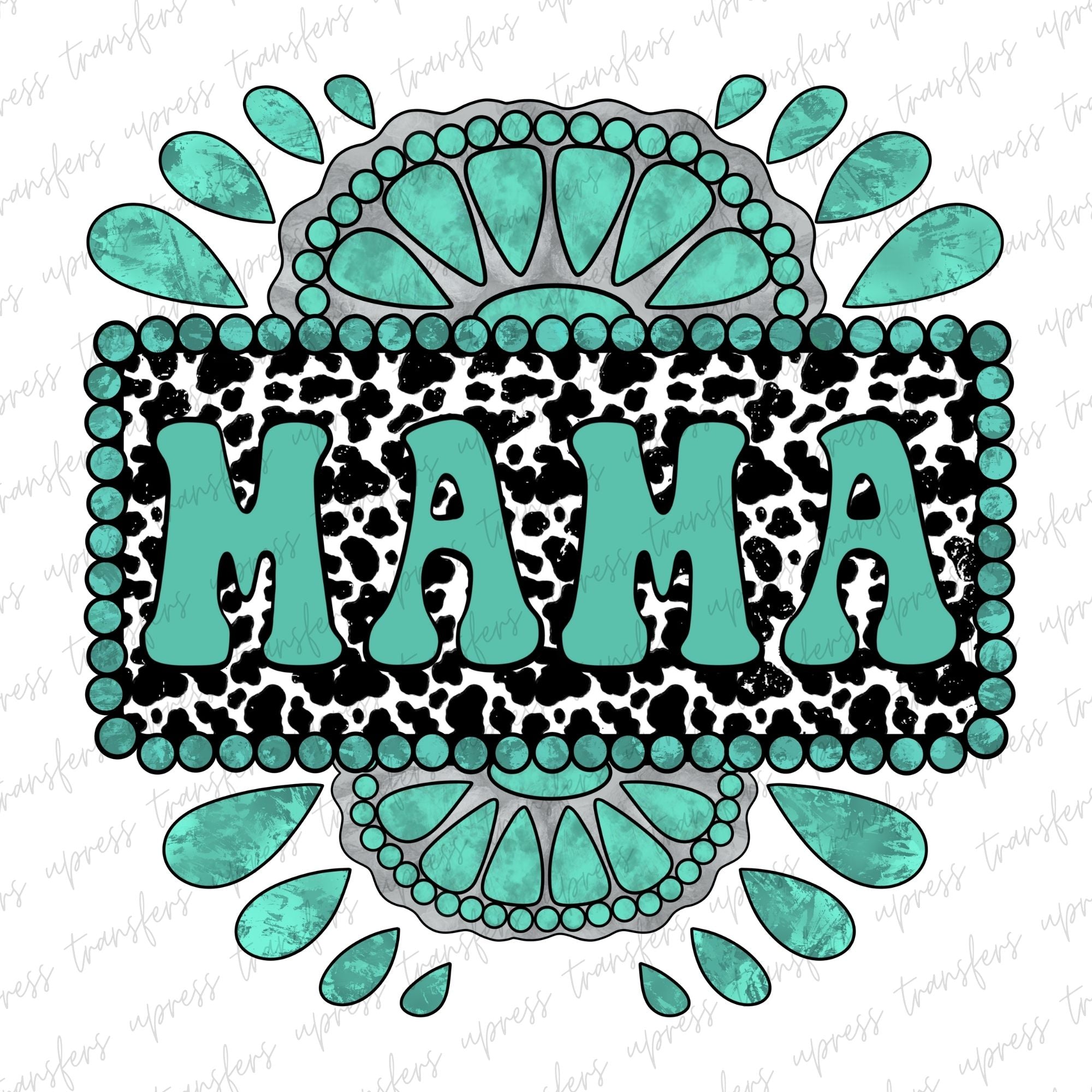 Mama Cow Print Turquoise