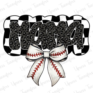 Mama Leopard Cheetah Baseball Bow