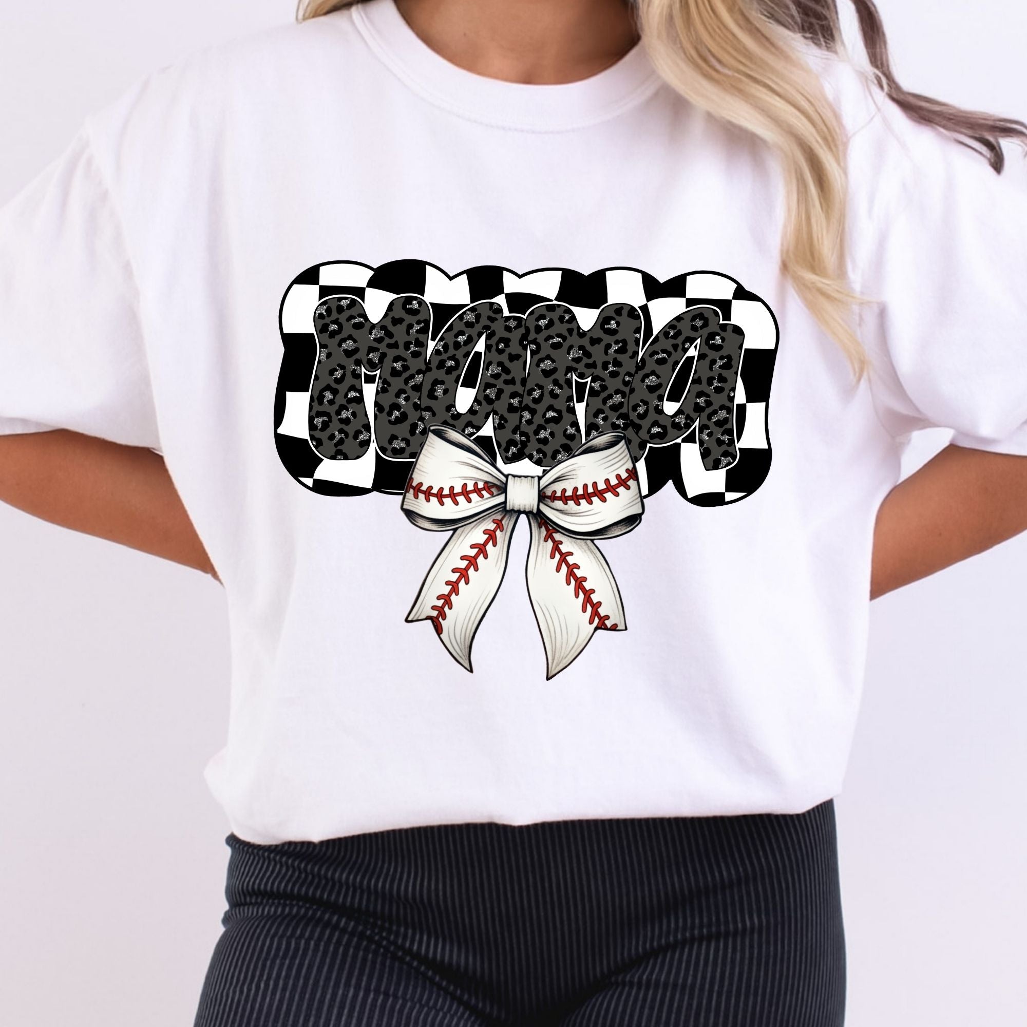 Mama Leopard Cheetah Baseball Bow