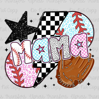 Mama Multi Colored Patterns Baseball