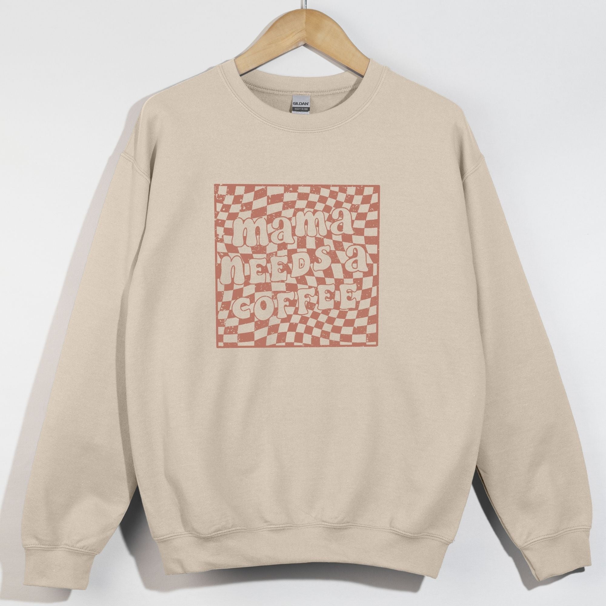Mama Needs Coffee Brown Checkered