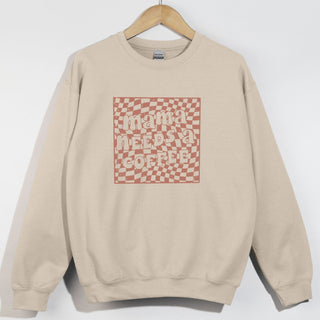 Mama Needs Coffee Brown Checkered