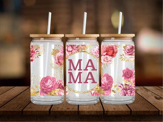Mama Pink Flowers Gold 16 Oz Wrap