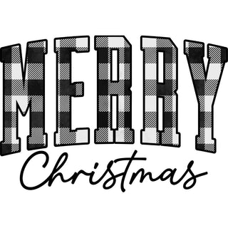 Merry Christmas Black & White Plaid