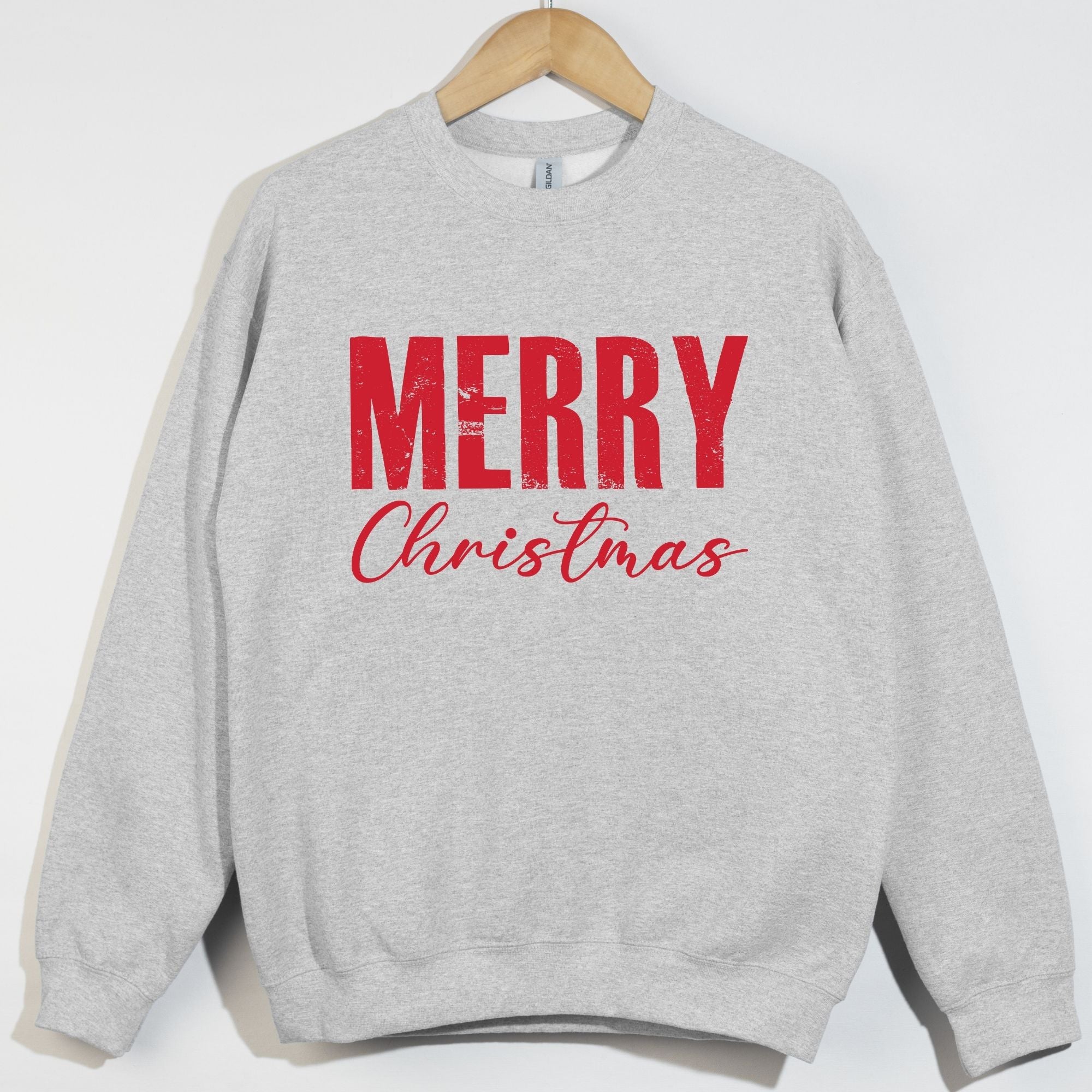 Merry Christmas Bright Red Distressed