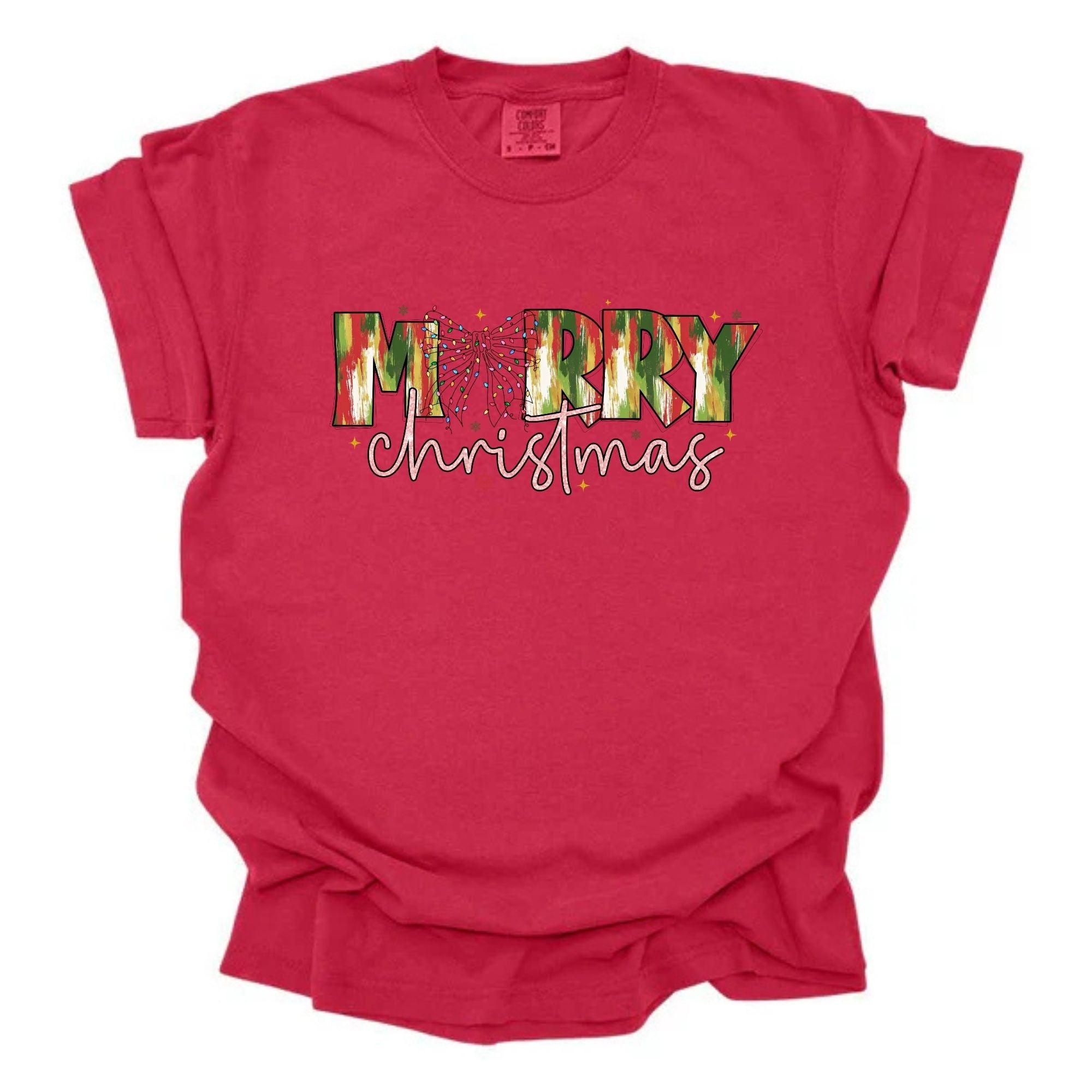 Merry Christmas Brushstroke Green and Red