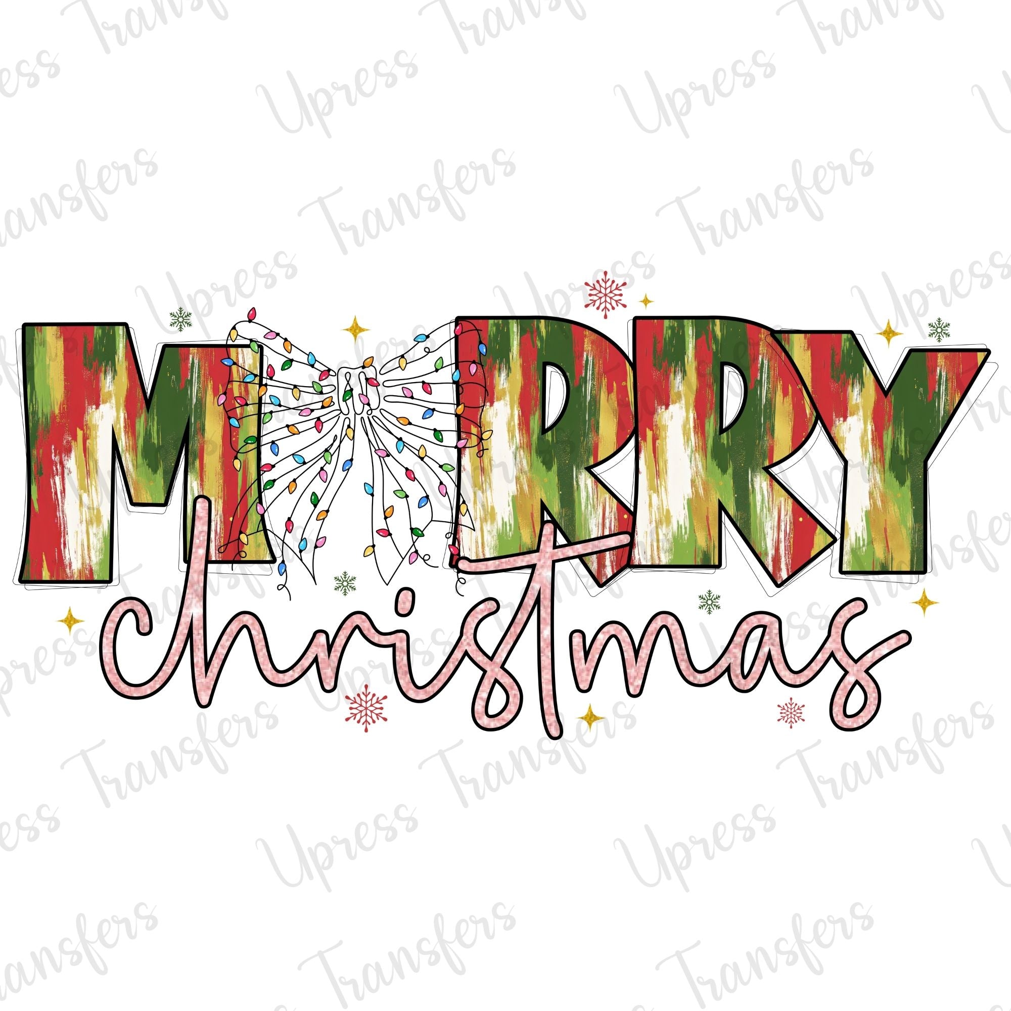 Merry Christmas Brushstroke Green and Red