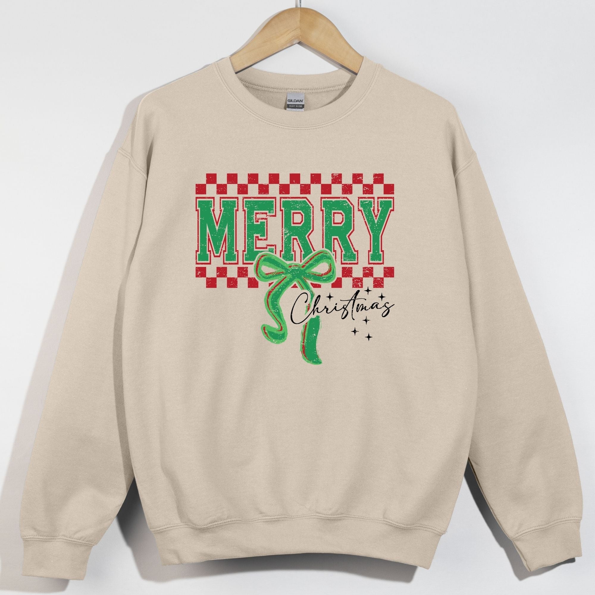 Merry Christmas Checkered Distressed Red and Green