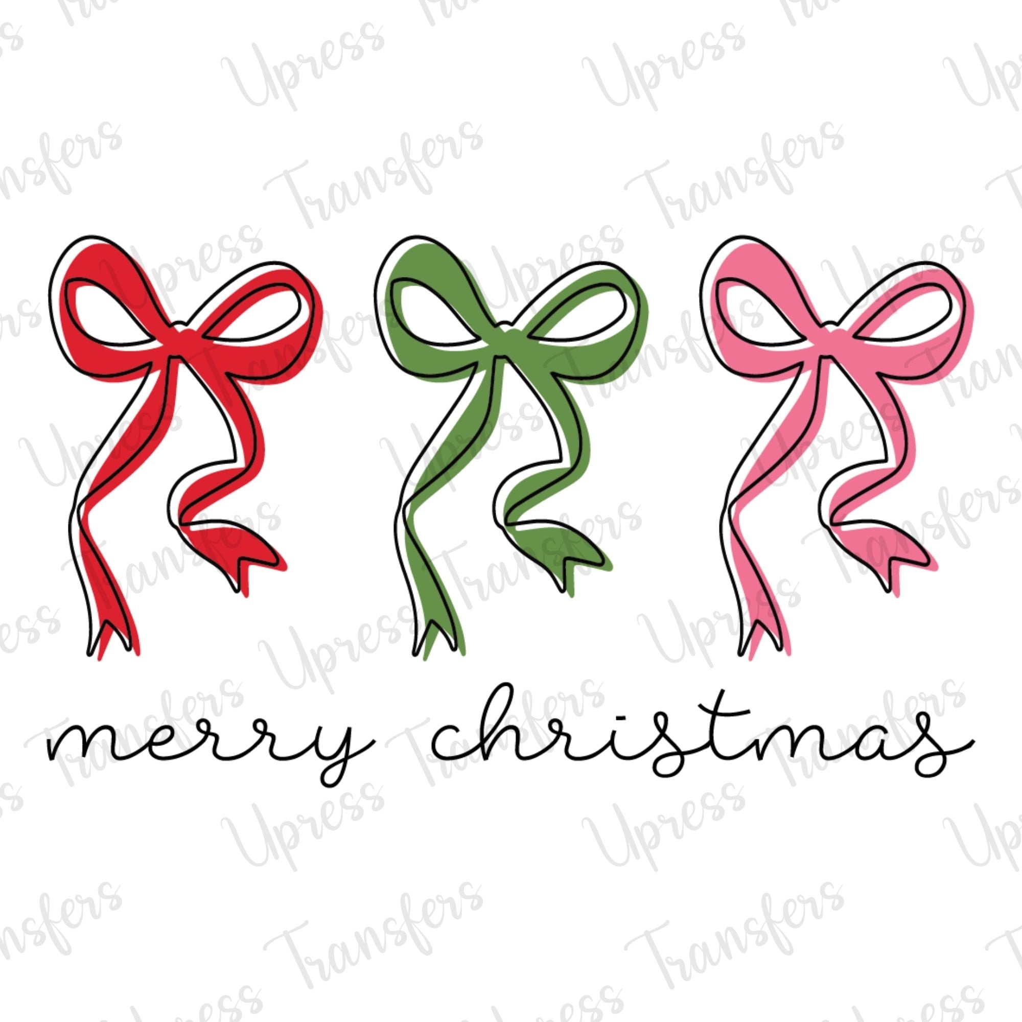 Merry Christmas Script Bows Trio