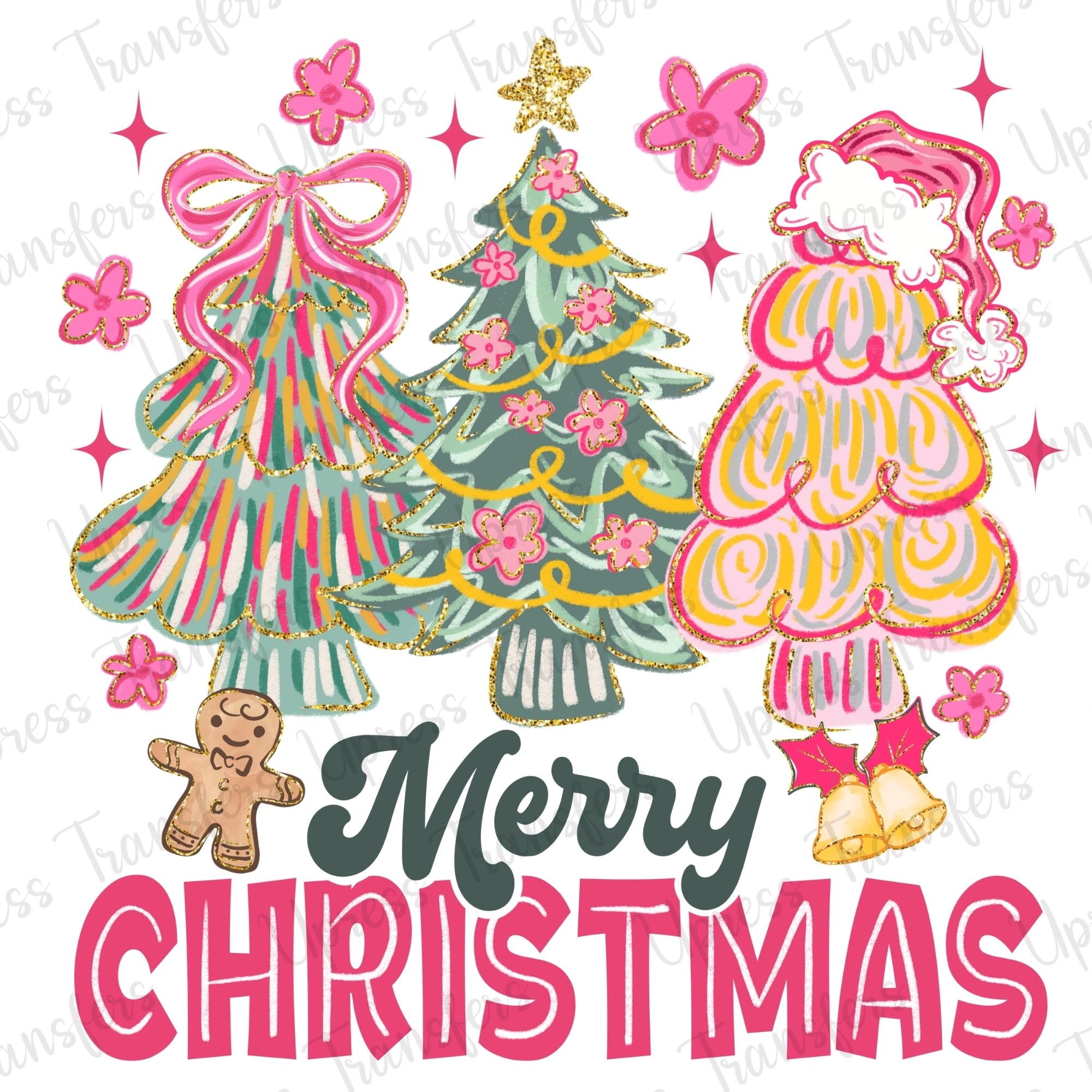 Merry Christmas Trees Doodle Trio