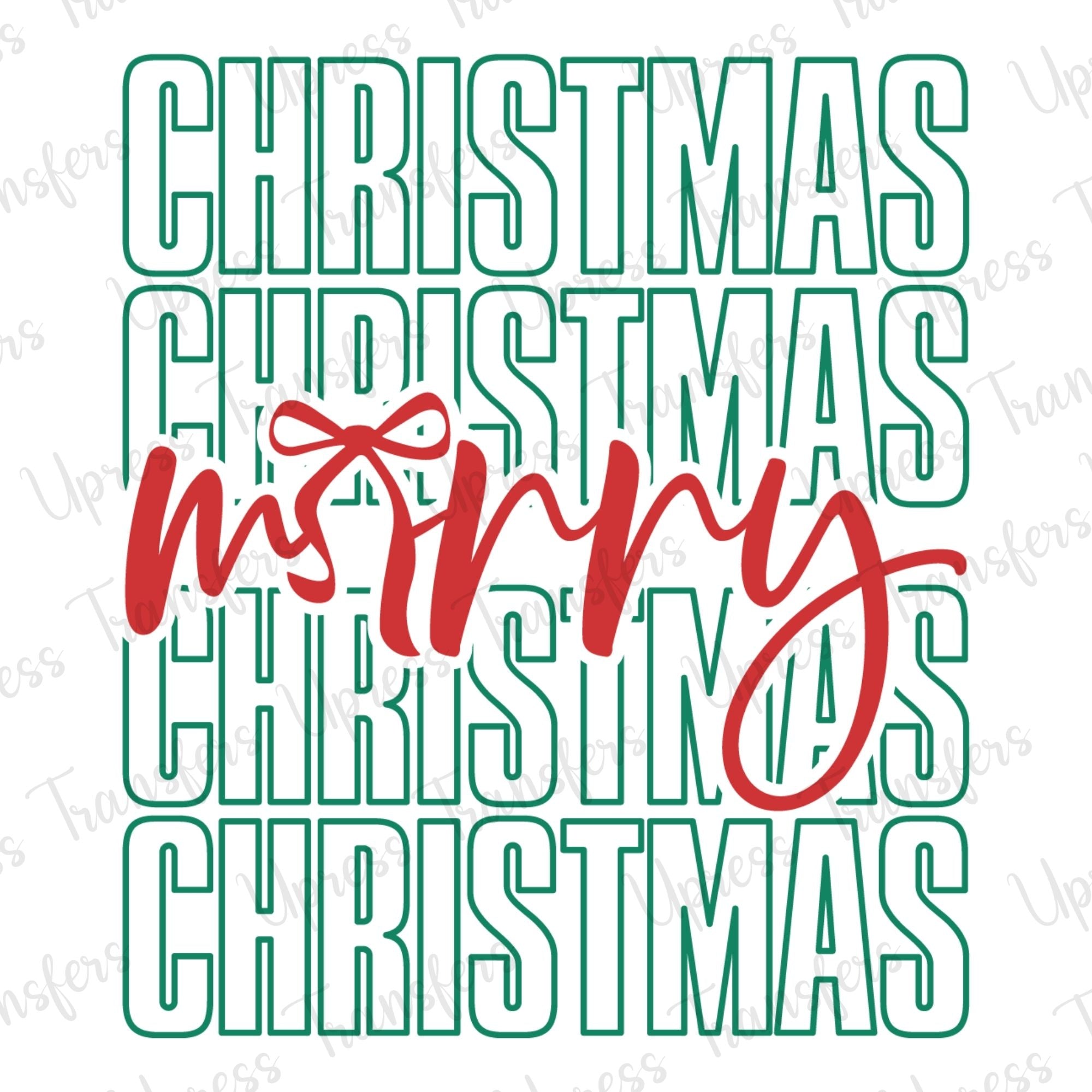 Merry Christmas X4 Red and Green
