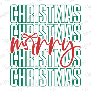 Merry Christmas X4 Red and Green