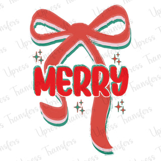 Merry Distressed Bow Red and Green