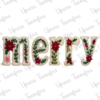 Merry Floral Faux Embroidery