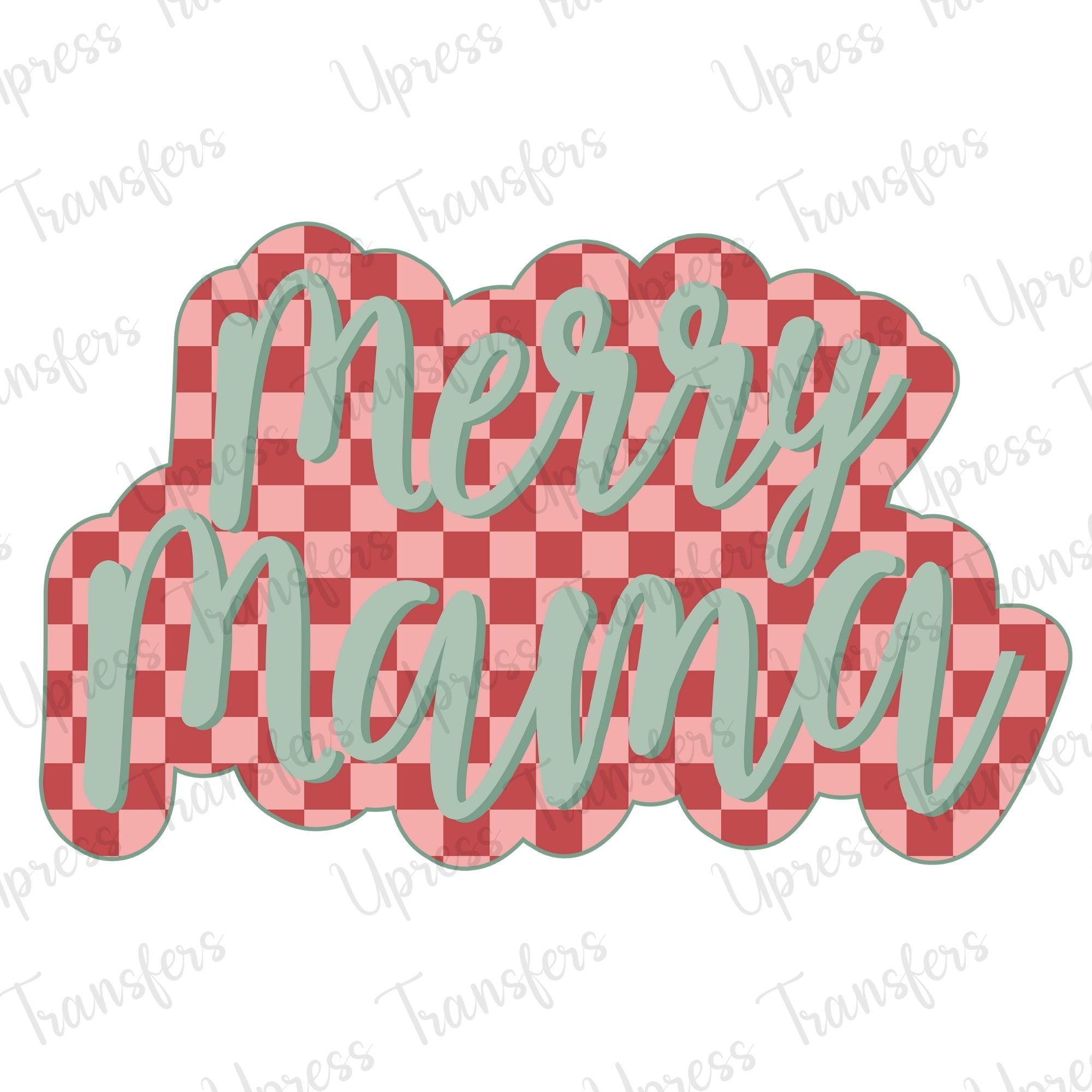 Merry Mama Checkered Script