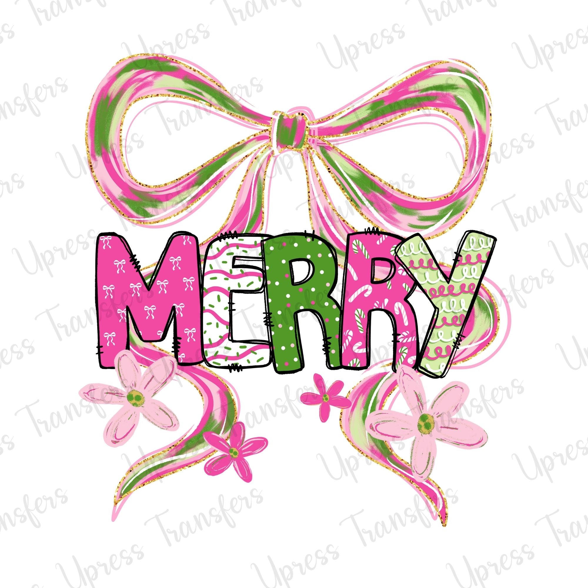 Merry Pink and Green Brushstroke