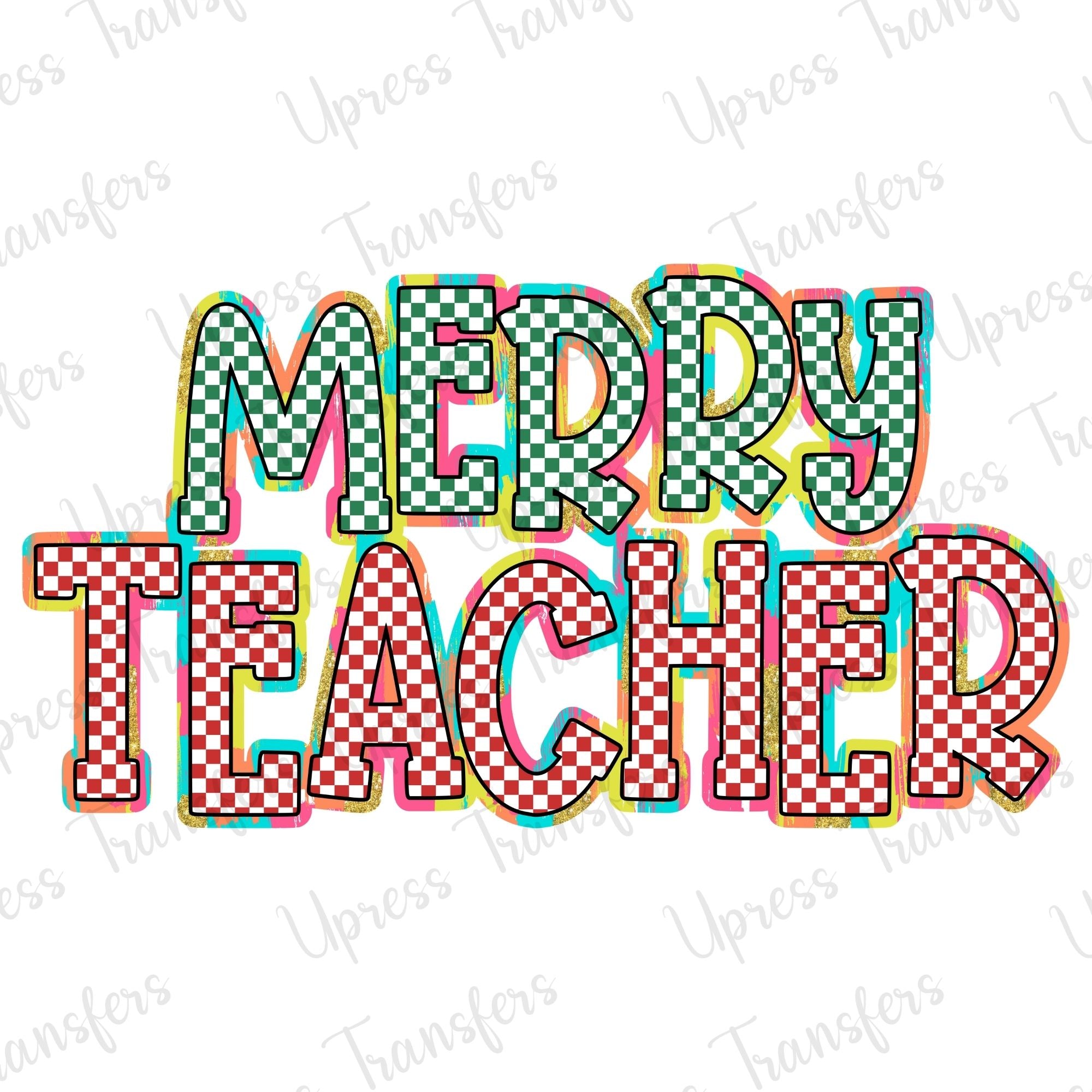 Merry Teacher Preppy Checkered