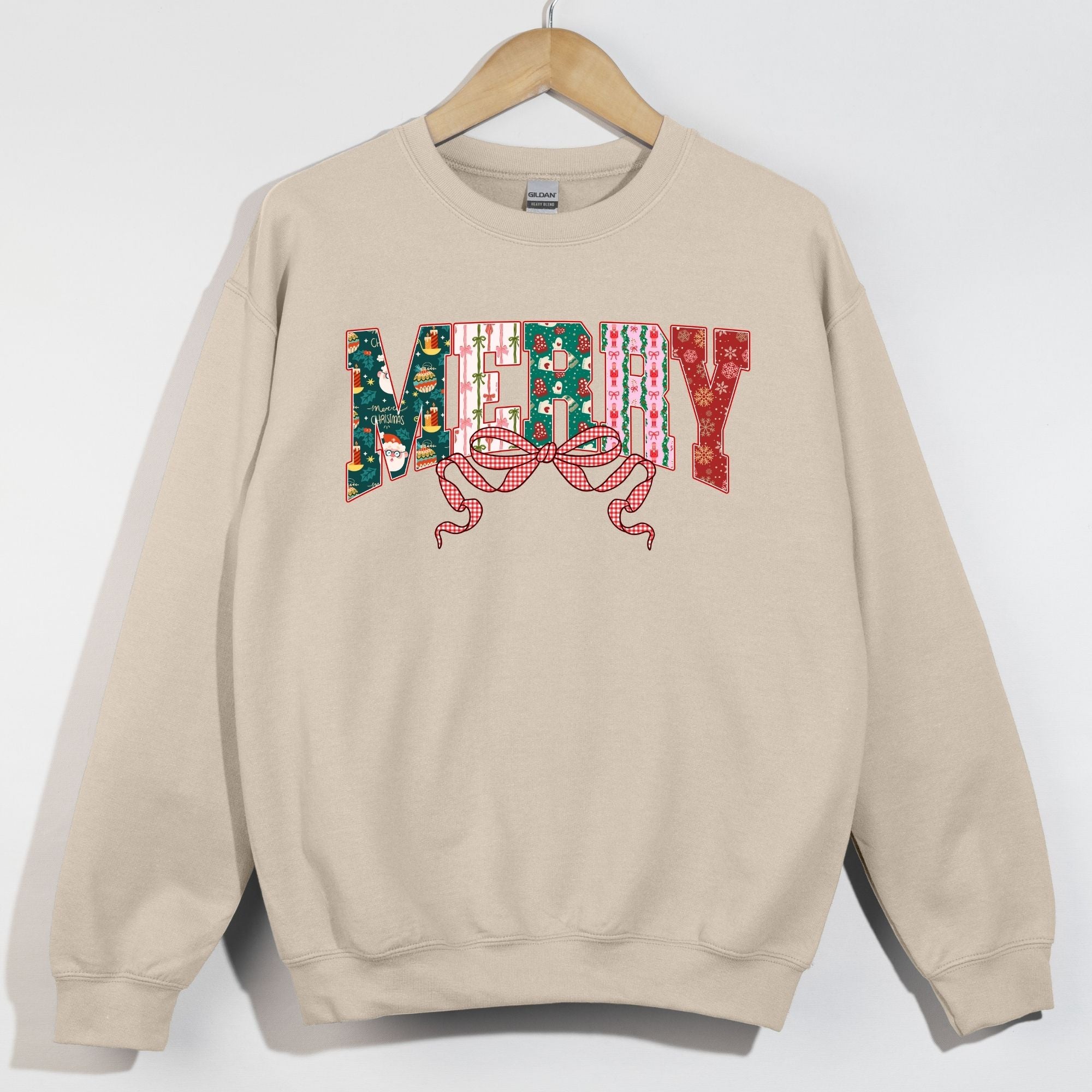 Merry Varsity Patterned Letters with Bow