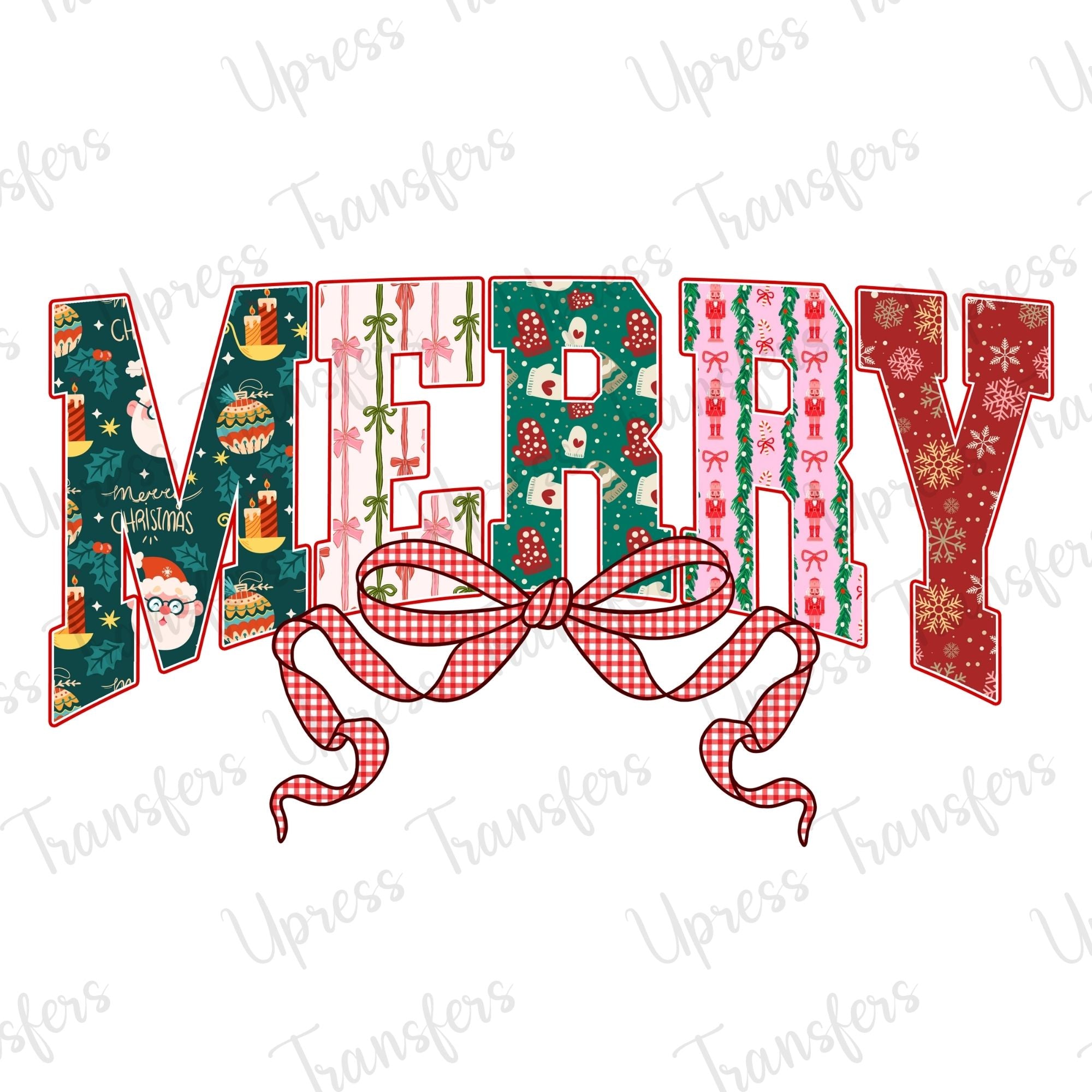 Merry Varsity Patterned Letters with Bow