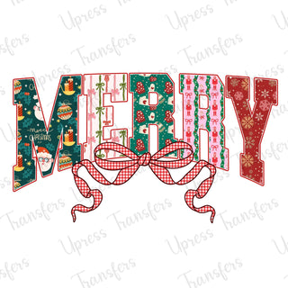 Merry Varsity Patterned Letters with Bow