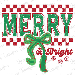 Merry and Bright Checkered Distressed Red and Green