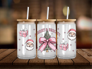 Merry and Bright Pink Pastel Christmas 16 Oz Wrap