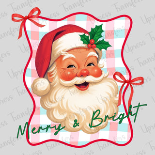 Merry and Bright Preppy Checkered Santa Frame