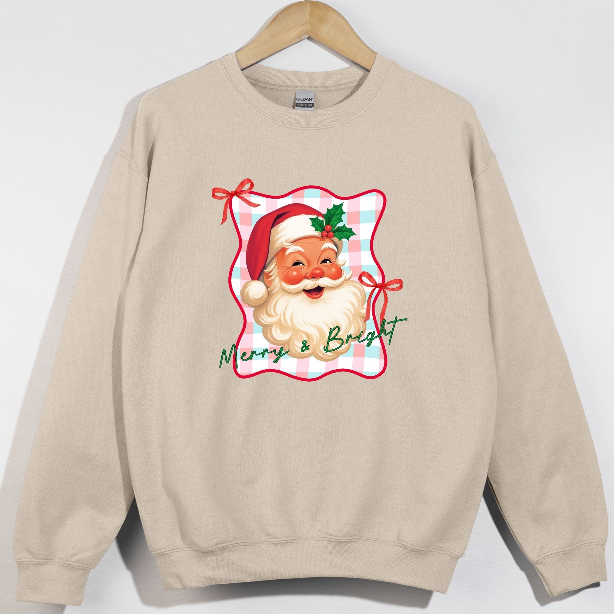 Merry and Bright Preppy Checkered Santa Frame