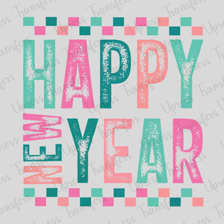 Multi Colored Happy New Year Checkered