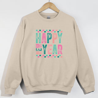 Multi Colored Happy New Year Checkered